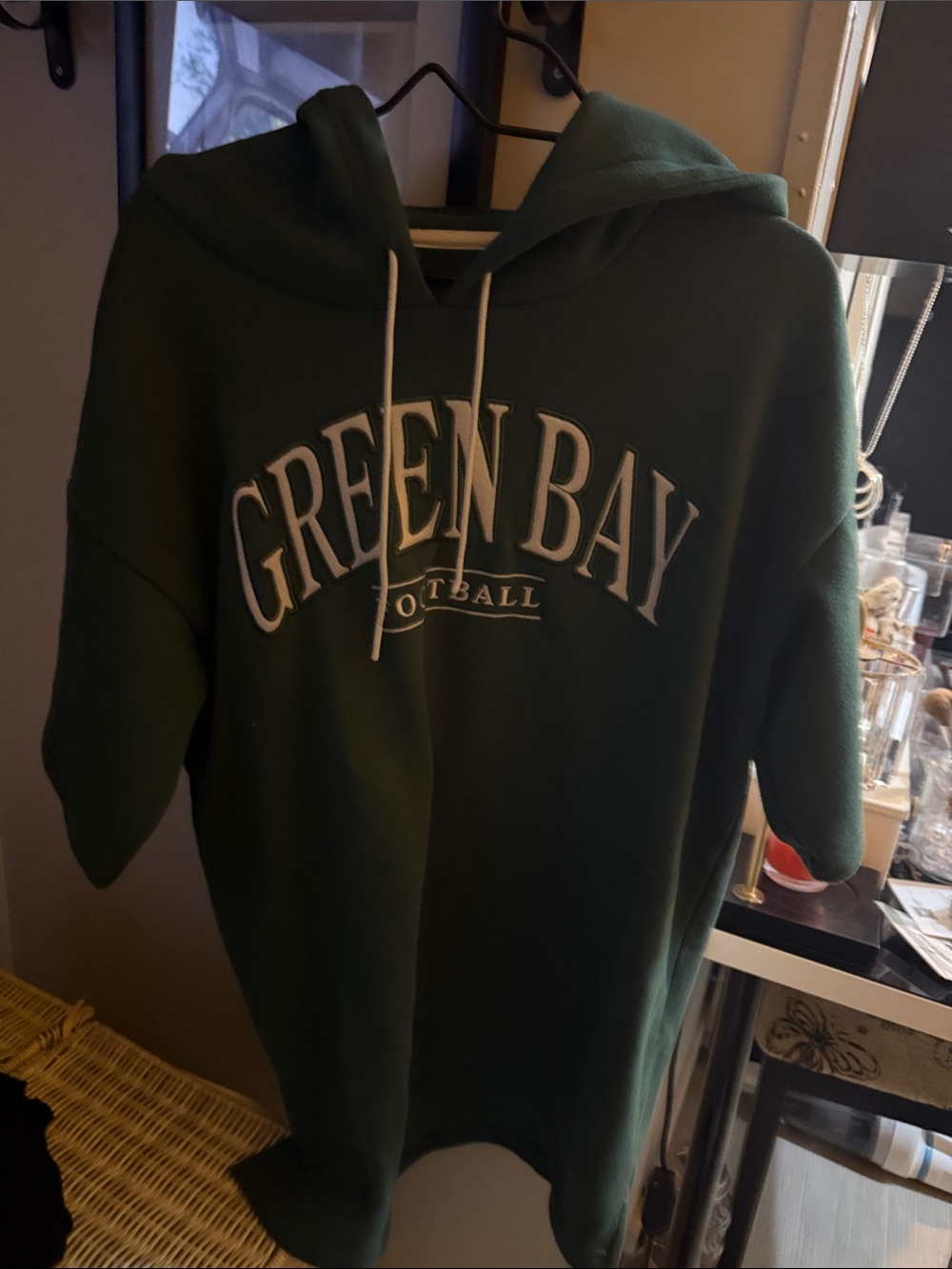 Fanatics Green Bay Crewneck Hoodie in Deep Green with White Lettering